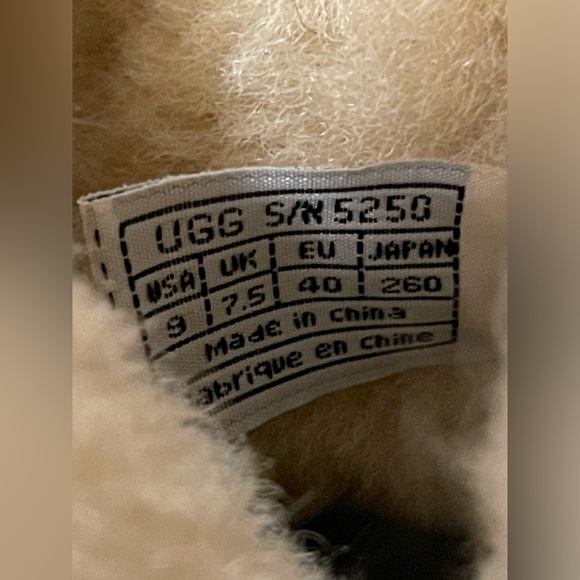 UGG brown leather sheepskin shearling lining tall drawstring boots fold over 9 - Picture 7 of 9